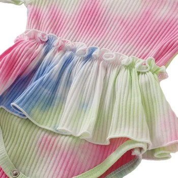 Tie dye 2Piece Menina Bodysuit Com Cabeça de Moda infantil Menina Macacão de Recém-nascido Outono 2020 Criança Roupa de Menina D20