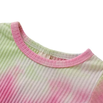 Tie dye 2Piece Menina Bodysuit Com Cabeça de Moda infantil Menina Macacão de Recém-nascido Outono 2020 Criança Roupa de Menina D20