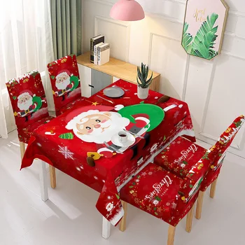 Toalha de mesa natalina de Cozinha, Mesa de Jantar Enfeites de Papai Noel Imprimir Casa impermeável Festa Tabela de Cobre Enfeites de Natal