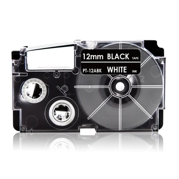 Topcolor Substituir Casio Impressora de etiquetas XR-12ABK Branco sobre Preto 12mm*8m Etiqueta de Fita XR 12ABK Alta Fita Adesiva KL-110 Label Maker