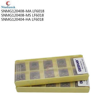 Torno CNC de torneamento ferramenta SNMG120408-MA MA SNMG120408-MS SNMG120404-HA LF6018 de alta qualidade de pastilhas de metal duro， por aço inoxidável