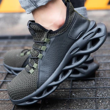 Trabalho & sapatos de Segurança Homens de Aço Toe Sapatos de Punção-Prova Caterpillar Tênis Respirável de Segurança Black Plus Size 39-46