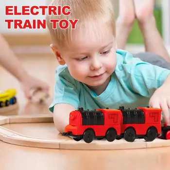 Trem elétrico de Brinquedo movido a Bateria Motor de Treinar Crianças Brinquedos de Madeira Ferroviária do Trem Elétrico Compatível com o BRIO de Madeira, Pista de