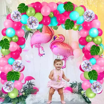 Tropical Flamingo Balão Garland Arco Kit Havaianas Bola De Borracha Cadeia Havaí Aniversário Balão De Festa De Aniversário, Decoração Para Criança