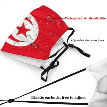Tunisian Bandeira Rosto Com Uma Máscara À Prova De Poeira Tampa De Proteção Do Adulto E Lavável, Máscara De Respiração Boca-Mufla