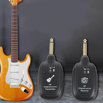 UHF Guitarra Sistema sem Fio Transmissor Receptor Built-in Recarregável