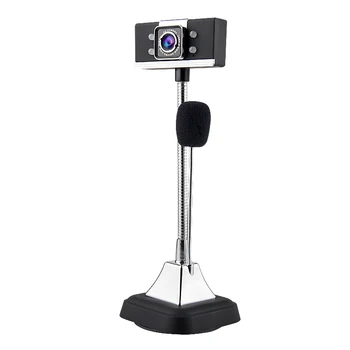 USB 2.0 com Fio Webcams1080P PC Portátil Câmera de Vídeo Ajustável do Ângulo HD LED de Visão Noturna Com Microfone preto