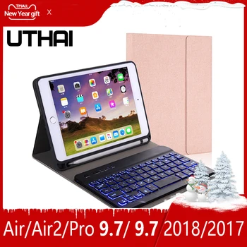 UTAI, E021 Para iPad Ar / air2 / pro9.7 / 2017ipad / 2018ipad Caso do Teclado, Dormir / Acordar com Retroiluminação Caso o Teclado Bluetooth
