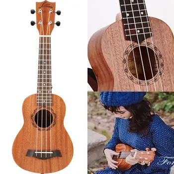 Ukulele Uke Havaí Guitarra Rosa Madeira Pequena Diversão Musical Adultos Marrom