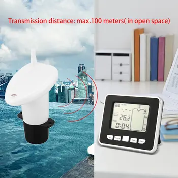 Ultra-sônica sem Fio de Água, Tanque de Líquido de Profundidade Medidor de Nível com Sensor de Temperatura de Exibição, com 3,3 Polegadas LED Display