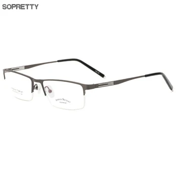 Ultraleve Liga de Titânio Homens de Negócios Óptico de Armações de Óculos , Metade do Quadro Aberto de Metal Prescrição Miopia de Vidro Moldura F614