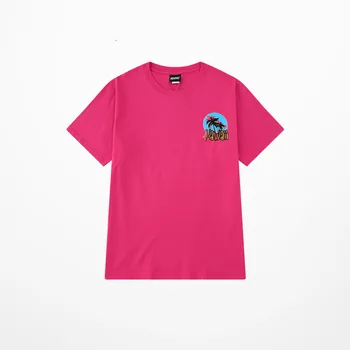 Ulzzang Engraçado De Impressão De Cor Rosa T-Shirt Dos Homens Ins Style Algodão Maré Marca De T-Shirts Homens Hip Hop Skate Amantes De Casal Superior Tee