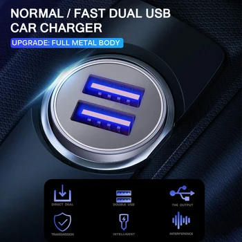 Universal Dupla Carregador do Carro de USB 5V 2.4 UM Mini Carregador de Carga Rápida Com LED Para Telefone Inteligente para Xiaomi ROIDMI 3S Samsung IPhone X
