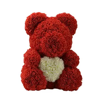 Urso de Rosas Flores Artificiais Caixa de Coroa de flores, Artesanato Decoração do Casamento de Dom 40CM Para o Casamento, Aniversário, Dia dos Namorados Dia das mães