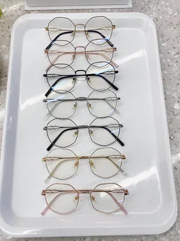 VWKTUUN Liga de Metal Óculos com Armação de Mulheres Miopia Armações de Óculos Vintage Anti Luz Azul de Óculos para Mulheres de Óculos de Leitura
