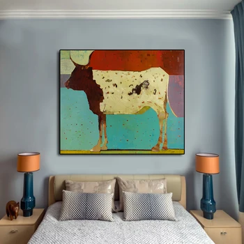Vaca de Impressão, Pintura, Decoração de Parede, Imagens de Arte para a sala de estar no Quadro de Tela de Pintura