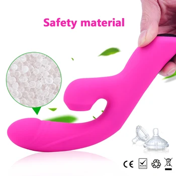Vagina, Clitóris Otário Coelho Vibrador Vibrador 10 Modos Poderoso Estimulador Anal Aquecimento do ponto de G Massageador Erótico Brinquedo do Sexo para Mulheres