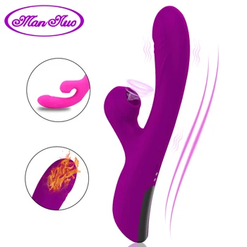 Vagina, Clitóris Otário Coelho Vibrador Vibrador 10 Modos Poderoso Estimulador Anal Aquecimento do ponto de G Massageador Erótico Brinquedo do Sexo para Mulheres