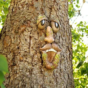 Velho Tree Hugger Árvore Rosto Decoração Ao Ar Livre Engraçado Velho Árvore Escultura Quintal Decoração Da Arte Do Jardim Peeker