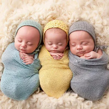 Venda Quente Do Bebê Fotografia Adereços Cobertor Envolve Estiramento Da Malha De Envoltório Do Recém-Nascido Foto Envolvimentos De Pano De Acessórios