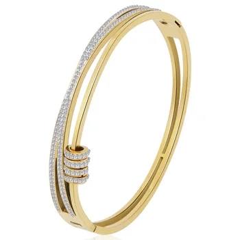 Venda quente de design clássico elegante oco cruz de cristal da pulseira e a jóia de aço inoxidável, bracelete de mulheres atacado