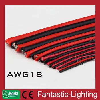 Venda quente e vermelho fio preto do cabo de 50 metros/monte frete grátis 2 pinos AWG18 cabo de extensão para o DIODO emissor de luz de tira