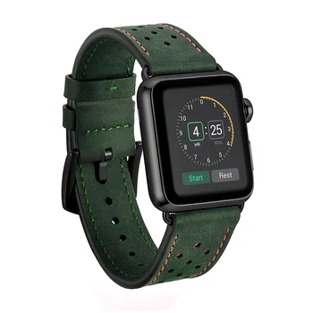 Verde escuro Mens relógio pulseira de banda para o iwatch 5 pulseira de Couro, Viotoo Preto bracelete Para Apple assistir série 5 4 3 40 44 milímetros banda