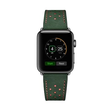 Verde escuro Mens relógio pulseira de banda para o iwatch 5 pulseira de Couro, Viotoo Preto bracelete Para Apple assistir série 5 4 3 40 44 milímetros banda