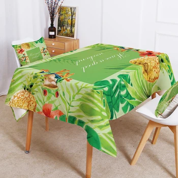 Verde tropical de folhas de plantas de mesa tecido Impermeável, roupa de Cor aquarela flores, Decoração da Casa toalha de mesa Tampa Para Viver