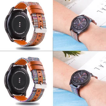 Verificada a Pulseira de Couro para Samsung Galaxy Watch 3 45mm 41mm Pulseira Bracelete para o Activo da Samsung 2 44mm 40mm Faixa de Relógio de 20/22mm