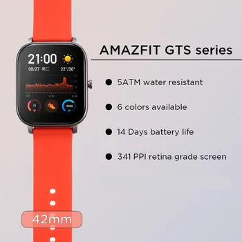 Versão Global Huami AMAZFIT GTS Smart Watch, o Controlo de Música 5ATM Impermeável Multi-Desportos de 14 Dias Smartwatch