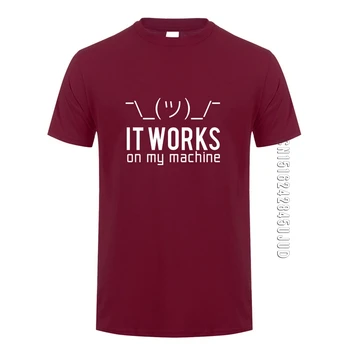 Verão Homens T Shirts Engraçadas Geek funciona na minha máquina T-Shirt Camiseta Homens Algodão O Pescoço Programador de Computador Top de Tees