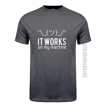 Verão Homens T Shirts Engraçadas Geek funciona na minha máquina T-Shirt Camiseta Homens Algodão O Pescoço Programador de Computador Top de Tees