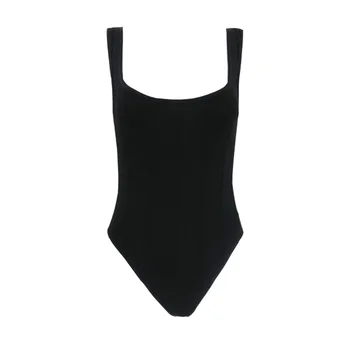 Verão Pista Moderno Design Sólido nude Elástico preto Sexy Apertado Curativo Bodysuit atacado