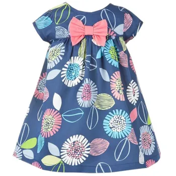 Vestidos florais para 2-7T meninas roupas com bolsos princesa de moda de verão de roupas infantis jersey de algodão vestidos de raparigas crianças