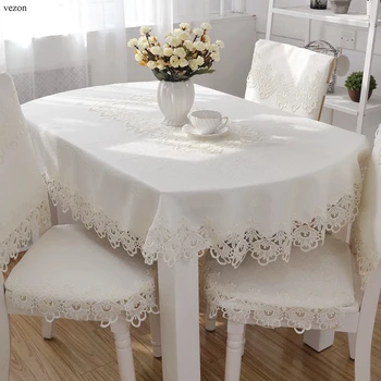 Vezon Europa Rendas Jacquard Toalha de mesa de Casamento em Casa Translúcido Tampa de Tabela Bordado em Pano de Linho Têxtil Decoração Toalha