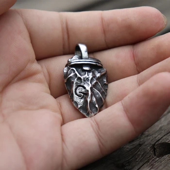 Vintage Original Pedra Rune Seta Pendente De Aço Inoxidável, Colar De Viking Nórdico Amuleto De Jóias