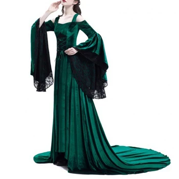 Vintage Renascimento Princesa Gótica Maxi Vestido Retro Traje Medieval Vestido de 1970, as Mulheres de Vestido Longo 2021 Festa de Natal Vestidos