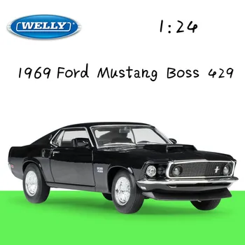 WELLY 1:24 Fundido Liga de Simulação um Modelo de Carro De 1969 Ford Mustang Boss 429 Carros Brinquedos de Metal Carros de Brinquedo Para as crianças brinquedos de Presente Coleção