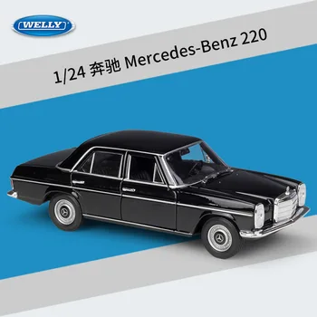 WELLY 1:24 Mercedes Benz 220 Metal Veículo de Luxo Fundido Puxar Carros Modelo da Coleção de Brinquedos de Presente de Natal