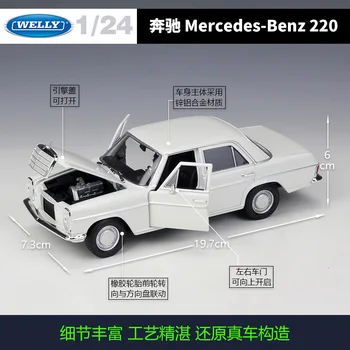 WELLY 1:24 Mercedes Benz 220 Metal Veículo de Luxo Fundido Puxar Carros Modelo da Coleção de Brinquedos de Presente de Natal
