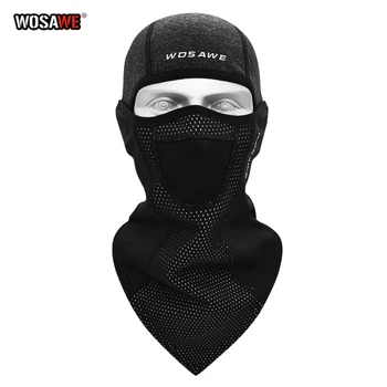 WOSAWE de Inverno de Lã Motocicleta Balaclava Máscara facial à Prova de Esqui de face escudo de Motocross Quente Capacete Cap lenço Preto