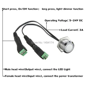 WS16 Mini LED de Brilho Ajuste de Tocar o Tipo de Sensor de Toque Detector Interruptor Para o LED Strip DC5-24V 3A regulador de Luz
