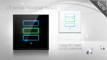 Wallpad Branco WIFI Interruptor de Luz da UE reino UNIDO 110~220V 3 Gangue de 2 Vias de 2.4 Ghz Wifi IOS, Android, Tela de Toque do Controle de Parede, Interruptor de Luz
