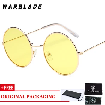 WarBLade 2019 Espelho de Metal Óculos de sol das Mulheres do Vintage da Marca do Designer de Televisão Óculos Redondos UV400 Street Beat Oculos De Sol Gafas