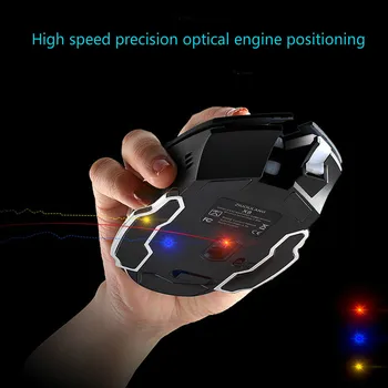 XQ 3500DPI de Carregamento sem Fio Mouse para Jogos de 2,4 Ghz luz de fundo Mecânica Mudo Mouse Óptico 6 Botão DPI Ajustável para Pc Portátil