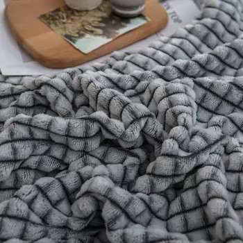Xadrez para Camas de Coral Cobertores de Lã Cor Cinza Xadrez Único/Queen/King Flanela Colchas Macias Cobertores para a Cama