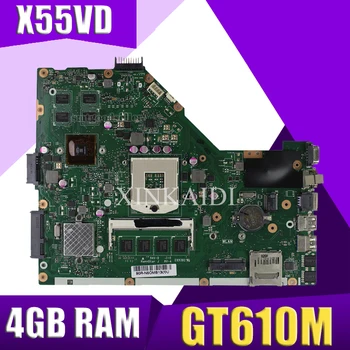 XinKaidi X55VD Laptop placa-mãe para ASUS X55VD X55V X55 Teste da placa-mãe original REV2.1/REV2.2 GT610M 4GB DE RAM