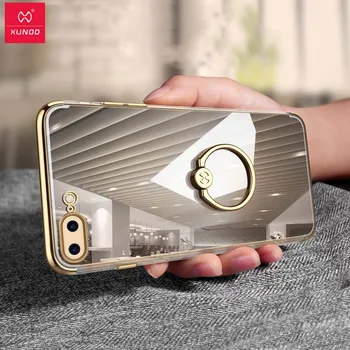 Xundd de Luxo, Anel Titular de caso para o iPhone 8 8 mais Transparente Rígido do PC Capa Protetora para iPhone 7plus 6 6s mais caso coque