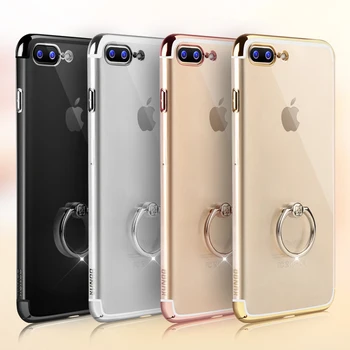 Xundd de Luxo, Anel Titular de caso para o iPhone 8 8 mais Transparente Rígido do PC Capa Protetora para iPhone 7plus 6 6s mais caso coque